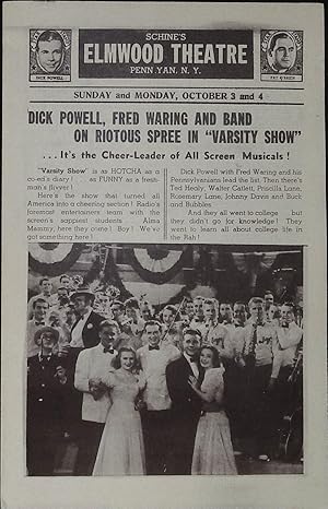 Seller image for Varsity Show Local Theater Herald 1938 Dick Powell, Fred Waring, Priscilla Lane for sale by AcornBooksNH