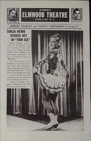 Seller image for Thin Ice Local Theater Herald 1937 Sonja Henie, Tyrone Power for sale by AcornBooksNH