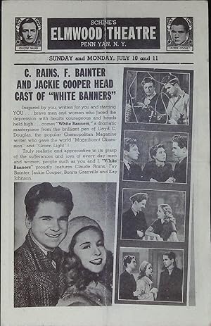 Bild des Verkufers fr White Banners Local Theater Herald 1938 Claude Rains, Fay Bainter, Jackie Cooper, zum Verkauf von AcornBooksNH