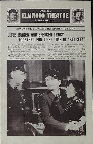 Bild des Verkufers fr Big City Local Theater Herald 1937 Luise Rainer, Spencer Tracy zum Verkauf von AcornBooksNH