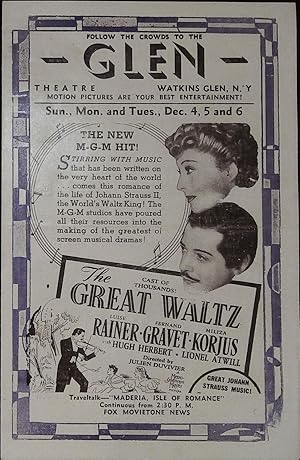 Image du vendeur pour The Great Waltz Local Theater Herald 1938 Luise Rainer, Fernand Gravey mis en vente par AcornBooksNH
