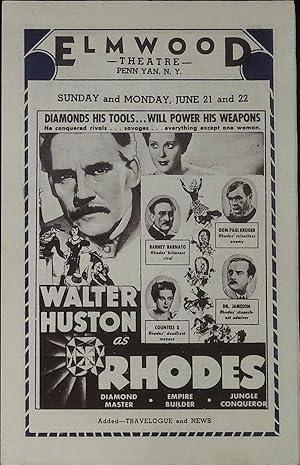Seller image for Rhodes Local Theater Herald 1936 Walter Huston, Oscar Homolka for sale by AcornBooksNH
