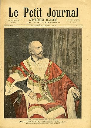 "LE PETIT JOURNAL N°141 du 5/8/1893" LES ÉVÉNEMENTS DE SIAM : LORD DUFFERIN ambassadeur d'Anglete...