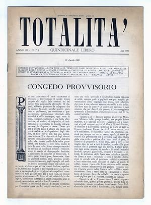 TOTALITÀ. Quindicinale libero. Anno III. N 7-8. 10 aprile 1968.