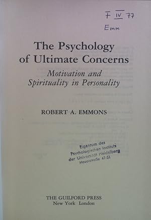 Bild des Verkufers fr The Psychology of Ultimate Concerns: Motivation and Spirituality in Personality. zum Verkauf von books4less (Versandantiquariat Petra Gros GmbH & Co. KG)