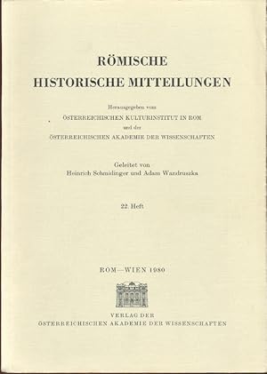 Bild des Verkufers fr Rmische historische Mitteilungen . . . 22. Heft. zum Verkauf von Antiquariat Buechel-Baur