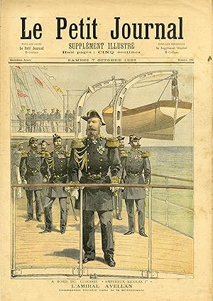 "LE PETIT JOURNAL N°150 du 7/10/1893" L'AMIRAL AVELLAN à bord du Cuirassé EMPEREUR-NICOLAS 1er / ...