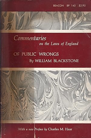 Seller image for Commentaries on the Laws of England. Of Public Wrongs. -- Beacon BP 140 for sale by A Cappella Books, Inc.