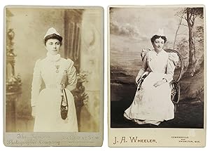 TWO CABINET CARD ALBUMEN PHOTOGRAPHS Of NURSES In UNIFORM, with Chatelaines