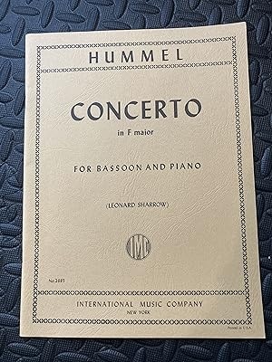 Bild des Verkufers fr Concerto in F major for Bassoon and Piano zum Verkauf von Marquis Books