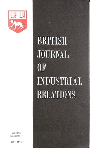 Immagine del venditore per British Journal of Industrial Relations": Cumulative Index to v.1-19 venduto da M Godding Books Ltd