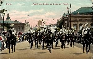 Ansichtskarte / Postkarte Berlin, Ausritt der Gardes du Corps zur Parade, Unter den Linden
