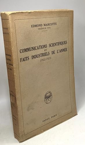 Seller image for Communications scientifques et faits industrieles de l'anne (1922-1923) for sale by crealivres