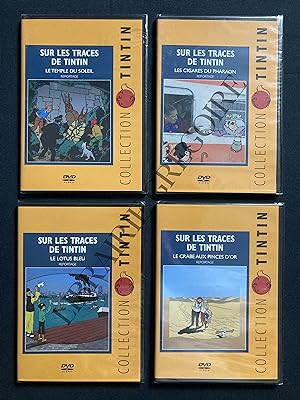 SUR LES TRACES DE TINTIN-4 DVD NEUFS-LE LOTUS BLEU-LE CRABE AUX PINCES D'OR-LE TEMPLE DU SOLEIL-L...