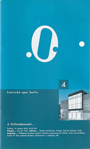 Bild des Verkufers fr Programmheft 4. SINFONIEKONZERT 18. Januar 2008 zum Verkauf von Programmhefte24 Schauspiel und Musiktheater der letzten 150 Jahre