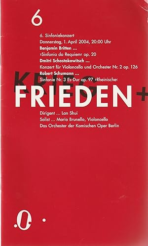 Bild des Verkufers fr Programmheft 6. SINFONIEKONZERT 1. April 2004 zum Verkauf von Programmhefte24 Schauspiel und Musiktheater der letzten 150 Jahre