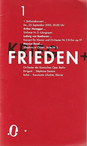 Bild des Verkufers fr Programmheft 1. SINFONIEKONZERT 25. September 2003 zum Verkauf von Programmhefte24 Schauspiel und Musiktheater der letzten 150 Jahre