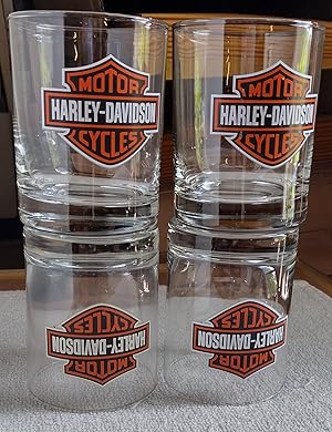 Harley - Davidson Motor Cycles Bar & Shield Drinking Glasses; Set of Two