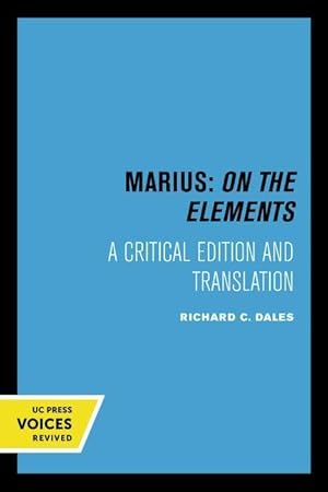 Bild des Verkufers fr Marius: On The Elements zum Verkauf von moluna