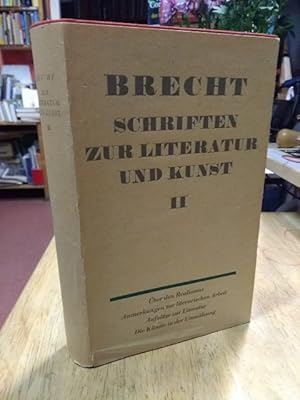 Bild des Verkufers fr Schriften zur Literatur und Kunst. Band II. 1934-1956. ber den Realismus. Anmerkungen zur literarischen Arbeit. Aufstze zur Literatur. Die Knste in der Umwlzung. Redaktion: Werner Hecht. zum Verkauf von NORDDEUTSCHES ANTIQUARIAT