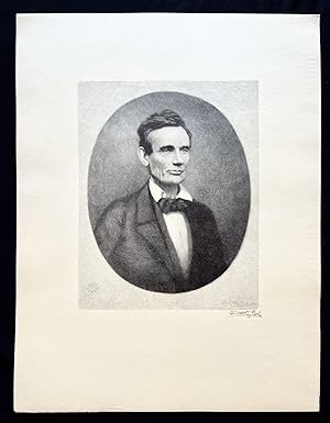 1928 Timothy Cole Engraved Woodcut Print of a BEARDLESS Abraham Lincoln