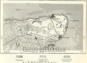 The Isle of Thanet peninsula located on the eastern coast of Kent, England,1881 1800s Antique Map