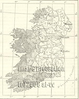 1881 Antique Linguistic Map of Ireland