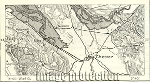 Chester in Cheshire, England,1881 1800s Antique Map