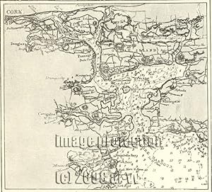 Cork Harbour from an Admiralty Chart showing water depths,1881 1800s Antique Map