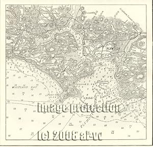 Plymouth Sound and the Hamoaze in the county of Devon in the United Kingdom,1881 1800s Antique Map