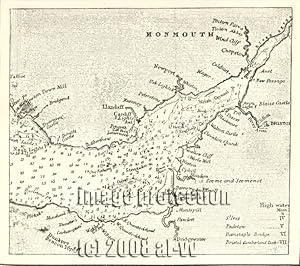 The Bristol Channel between South Wales and Southwest England ,1881 1800s Antique Map