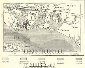 Portsmouth and approaches in Hampshire on the south coast of England ,1881 1800s Antique Map