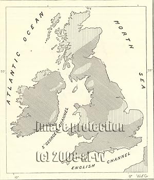 The Carboniferous Formation before denudation of the British Isles,1881 1800s Antique Map