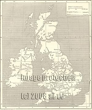 Canals and Navigable Rivers of the British Isles,1881 1800s Antique Map