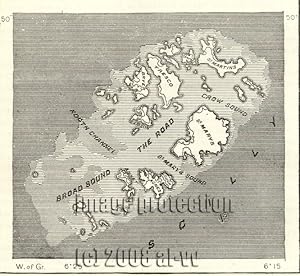 The Scilly Islands,1881 1800s Antique Map