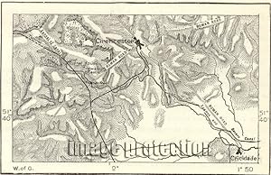 Cirencester and Thames Head in the Cotswolds, in Gloucestershire, England ,1881 1800s Antique Map