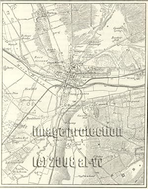 Lincoln in Lincolnshire, England,1881 1800s Antique Map