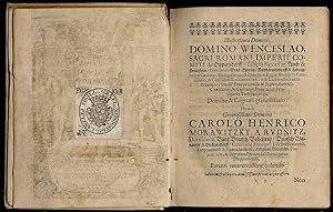 1) Morawitzky, Carolus Henric: Sacrum Romanum Imperium. Ciu sacravit has vindicias I.N.I.C.Argent...