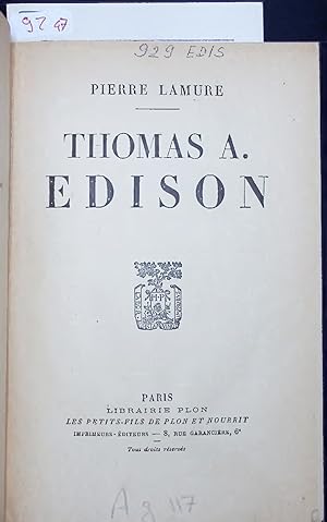 Seller image for THOMAS A. EDISON. for sale by Antiquariat Bookfarm