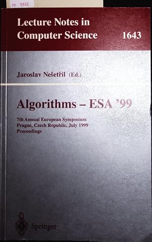 Bild des Verkufers fr Algorithms - ESA '99. 7th Annual European Symposium, Prague, Czech Republic, July 16-18, 1999 Proceedings. zum Verkauf von Antiquariat Bookfarm