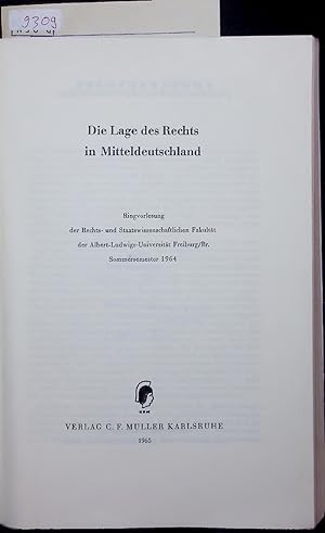Bild des Verkufers fr Die Lage des Rechts in Mitteldeutschland. zum Verkauf von Antiquariat Bookfarm