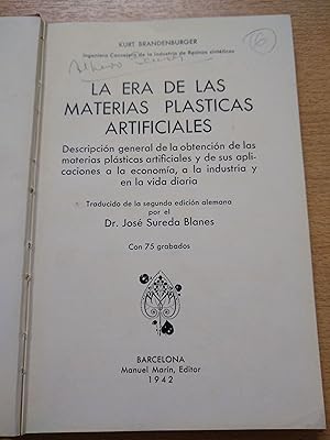 Image du vendeur pour La era de las materias plasticas artificiales mis en vente par Libros nicos