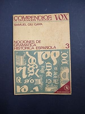 Seller image for Nociones de gramatica historica espaola 3 for sale by Libros nicos