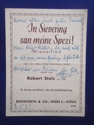 Seller image for In Sievering san meine Spezi! Wienerlied. Op. 628. Miniaturausgabe. for sale by Antiquariat Klabund Wien