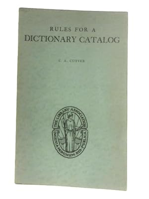 Imagen del vendedor de Rules for a Dictionary Catalog a la venta por World of Rare Books