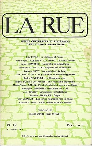 Bild des Verkufers fr La Rue n 12 de 1971. Revue Culturelle et Littraire d'Expression Anarchiste. zum Verkauf von Librairie Victor Sevilla