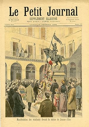 "LE PETIT JOURNAL N°170 du 19/2/1894" MANIFESTATION DES ÉTUDIANTS DEVANT LA STATUE DE JEANNE D'AR...