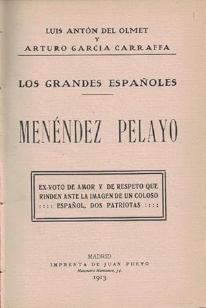 Bild des Verkufers fr Los Grandes Espaoles. MENNDEZ PELAYO. zum Verkauf von Librera Torren de Rueda