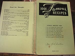 Imagen del vendedor de 1001 Famous Recipes a la venta por Stony Hill Books