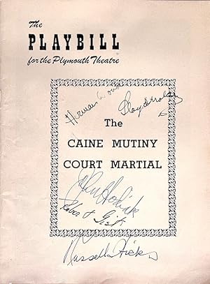 Seller image for Original Playbill for the Broadway production of The Caine Mutiny Court Martial (signed by author Herman Wouk, plus actors Lloyd Nolan, John Hodiak, Robert Gist & Russell Hicks) for sale by Randall's Books